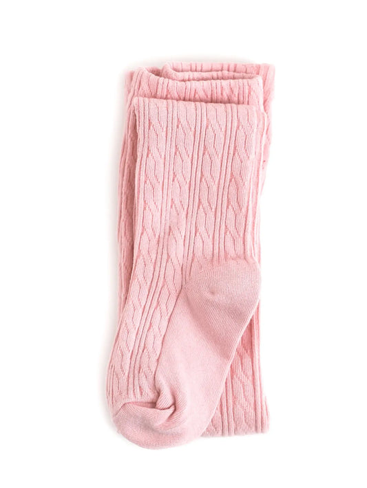 Quartz Pink Cable Knit Tights