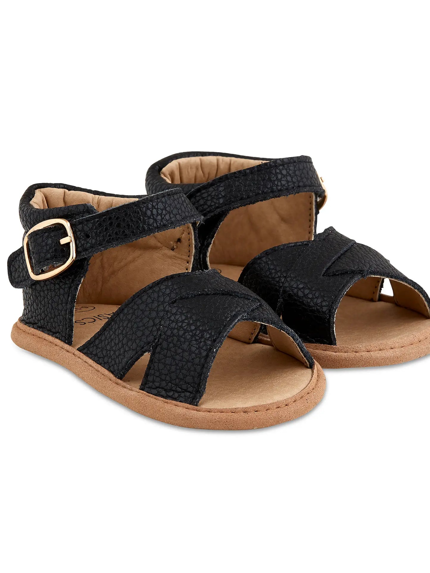 Black Split-Soled Leather Baby Sandals