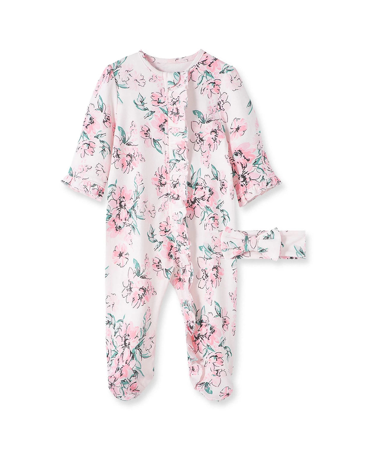 Dream Floral Footie and Headband Set