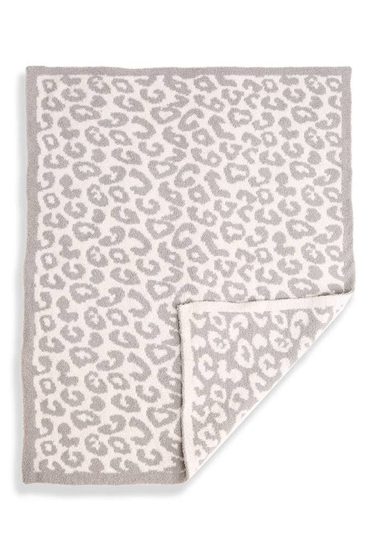 Soft Gray Leopard Print Blanket