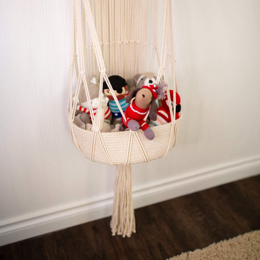 Hanging Macrame Toy Basket