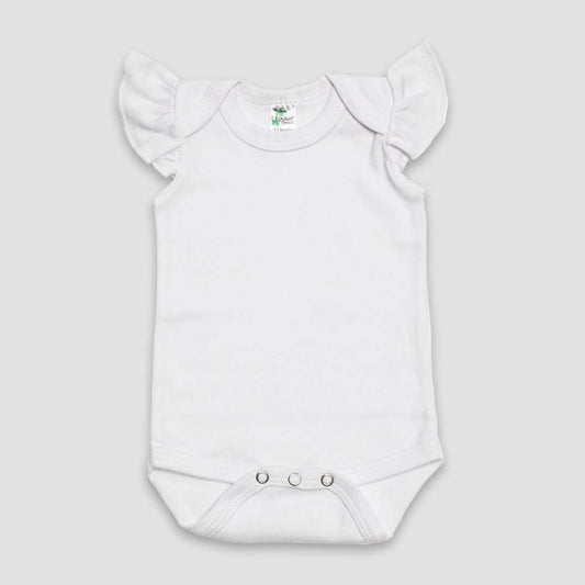 Baby Girls Flutter Angel Sleeve Onesie - white