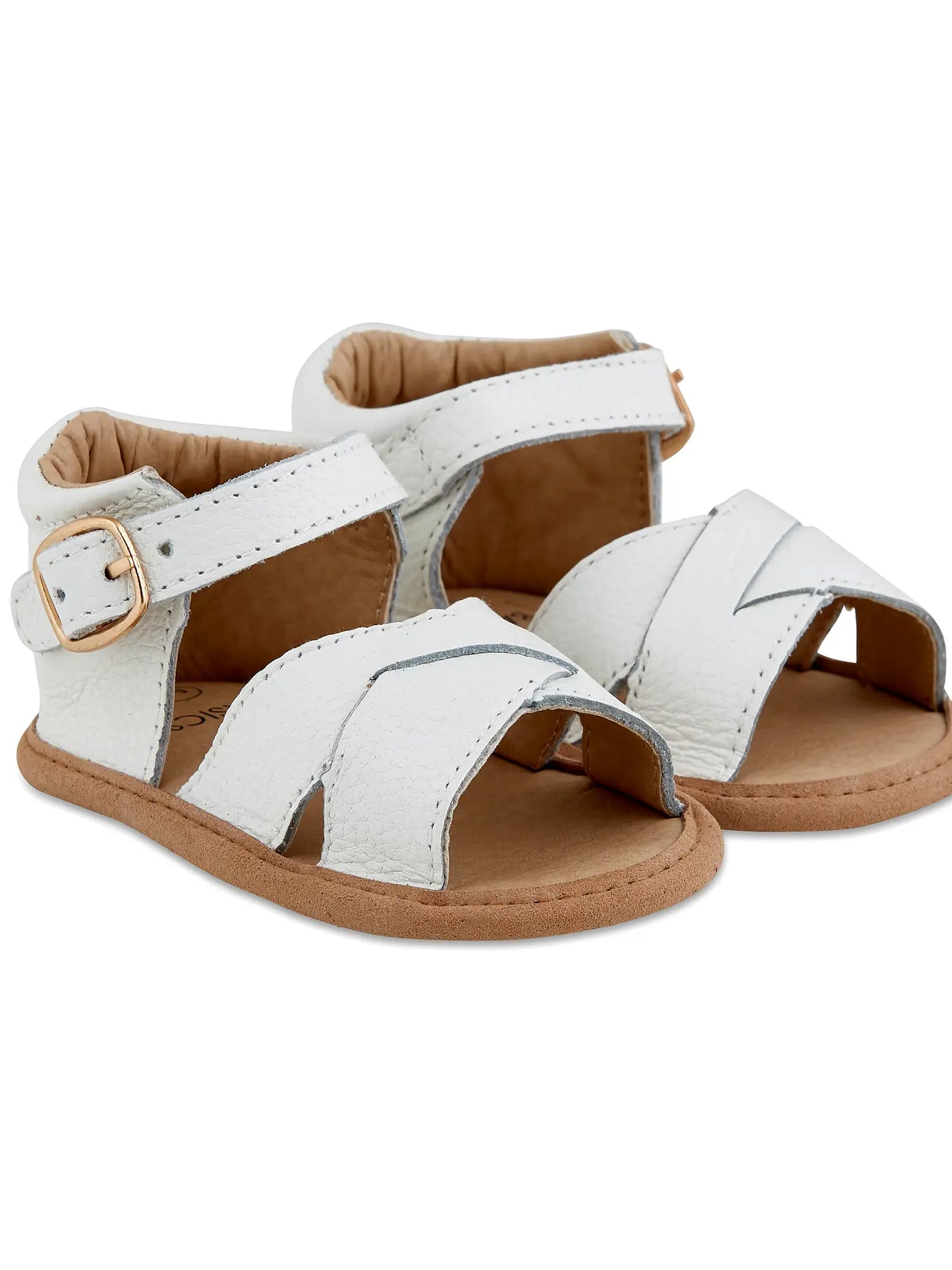 White Split-Soled Leather Baby Sandals