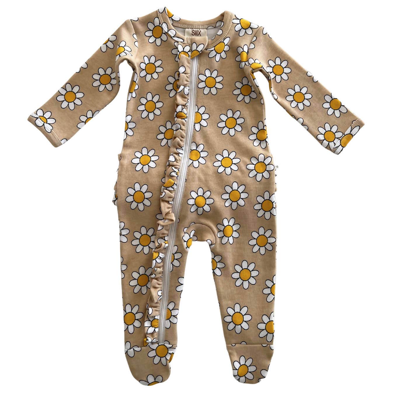 Daisy Pop Biscotti / Organic Frill Zip Footie