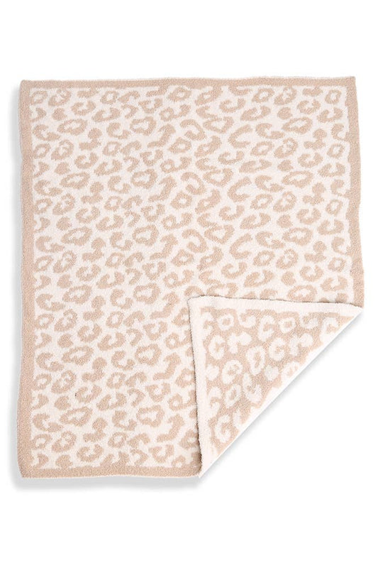 Soft Beige Leopard Print Blanket