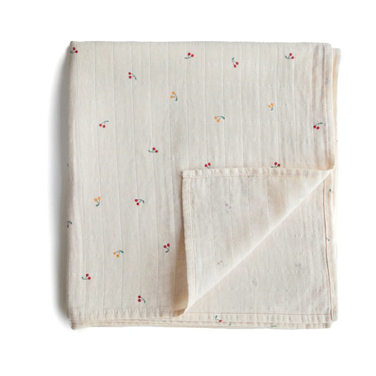 Muslin Swaddle Blanket Organic Cotton - Cherries