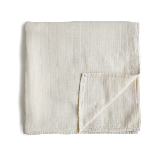 Muslin Swaddle Blanket Organic Cotton - fog