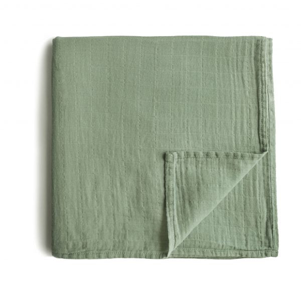 Muslin Swaddle Blanket Organic Cotton - Sage