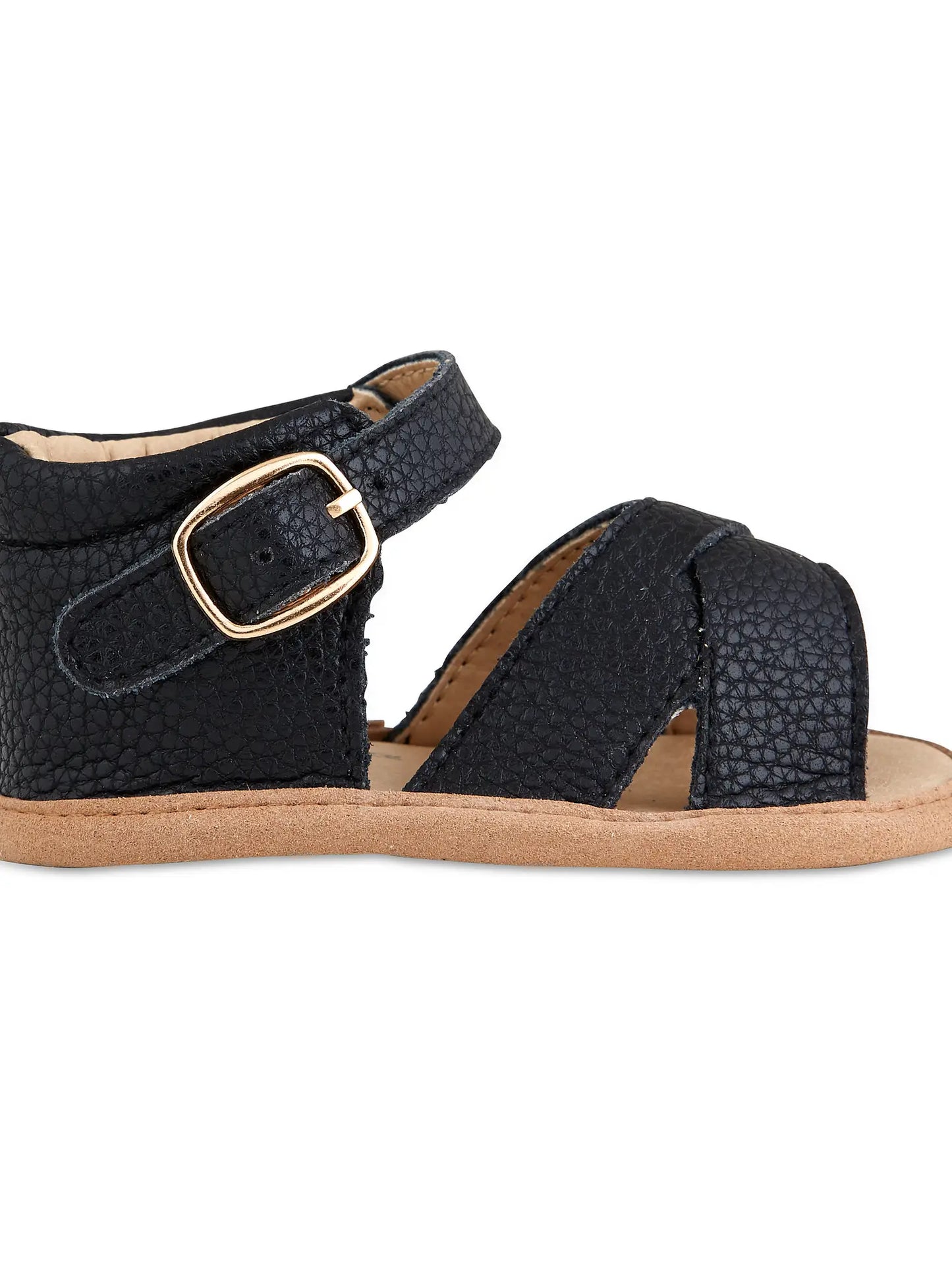 Black Split-Soled Leather Baby Sandals