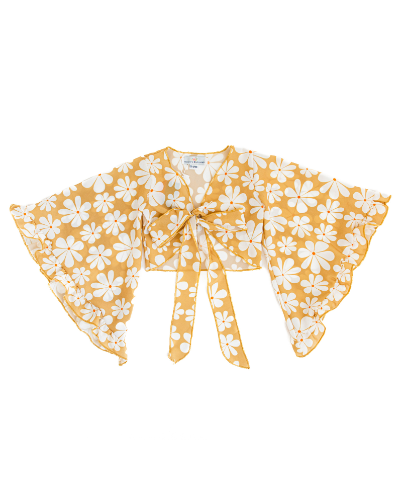 Lilia Tie Front Bell Sleeve Top - Golden Daffodils