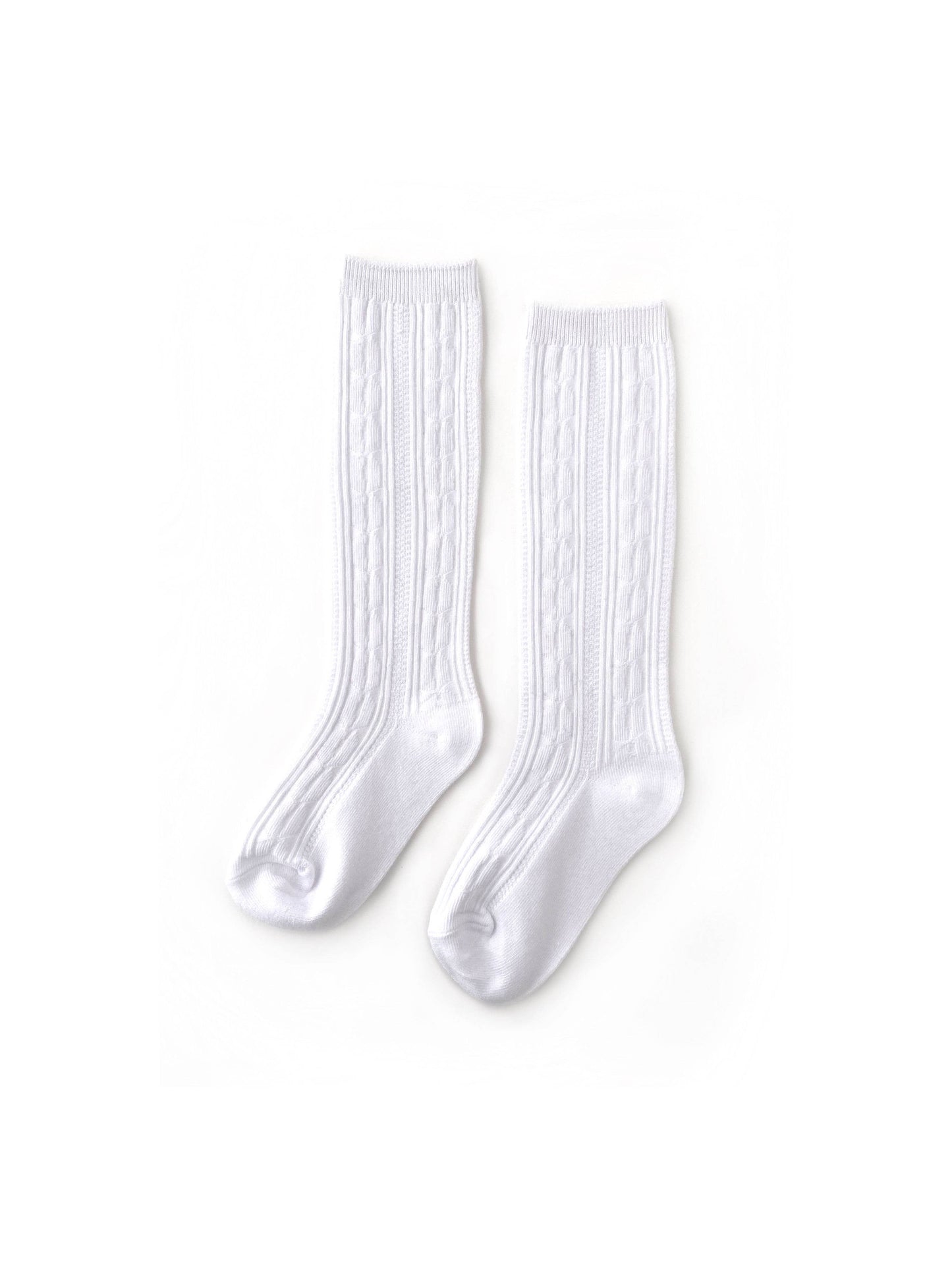 White Knee High Cable Knit Socks