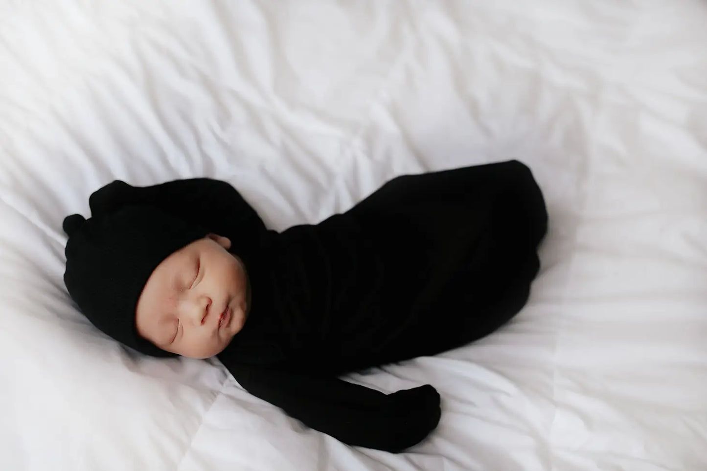 Black Ribbed Knotted Gown and Hat