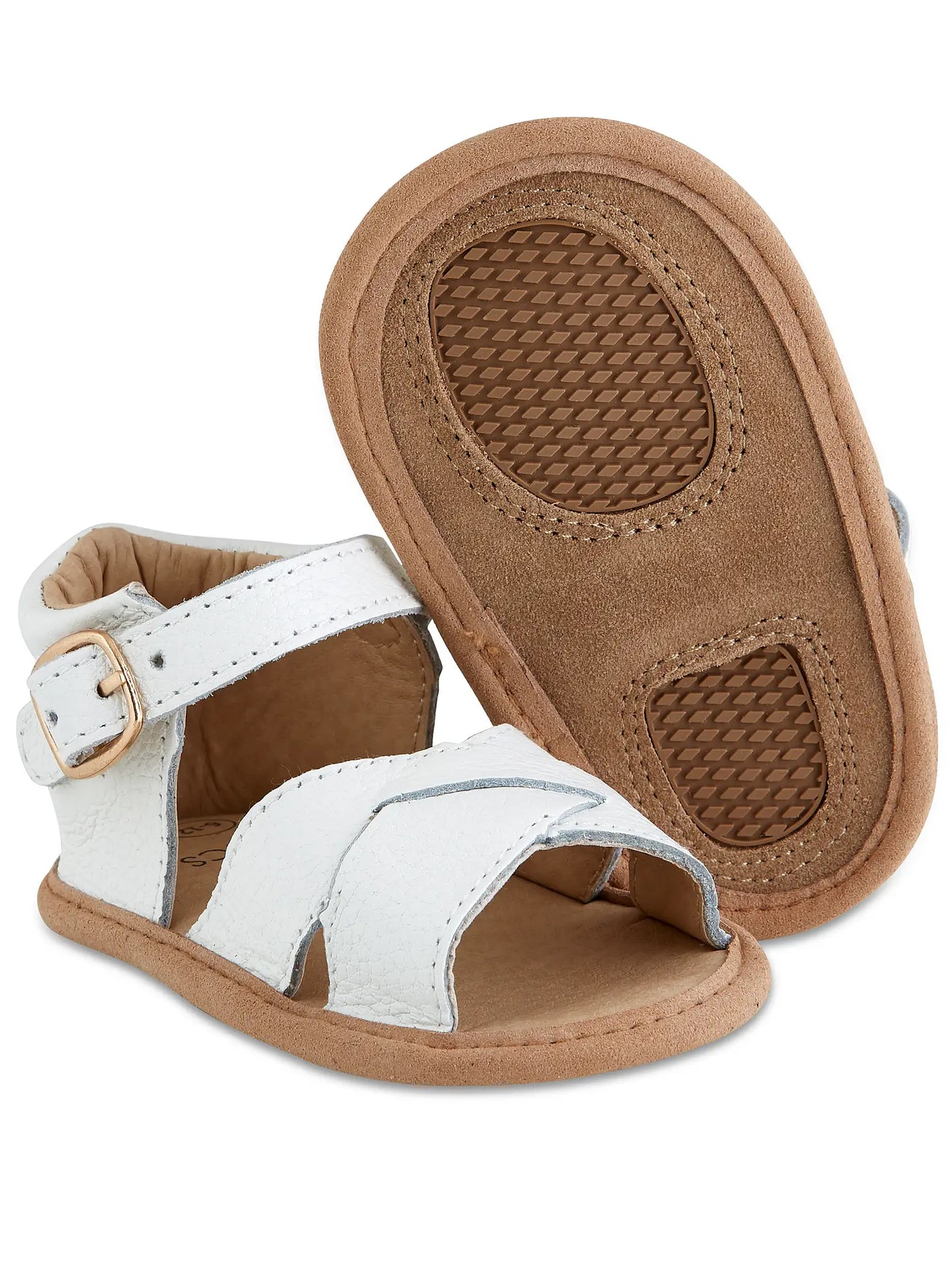 White Split-Soled Leather Baby Sandals