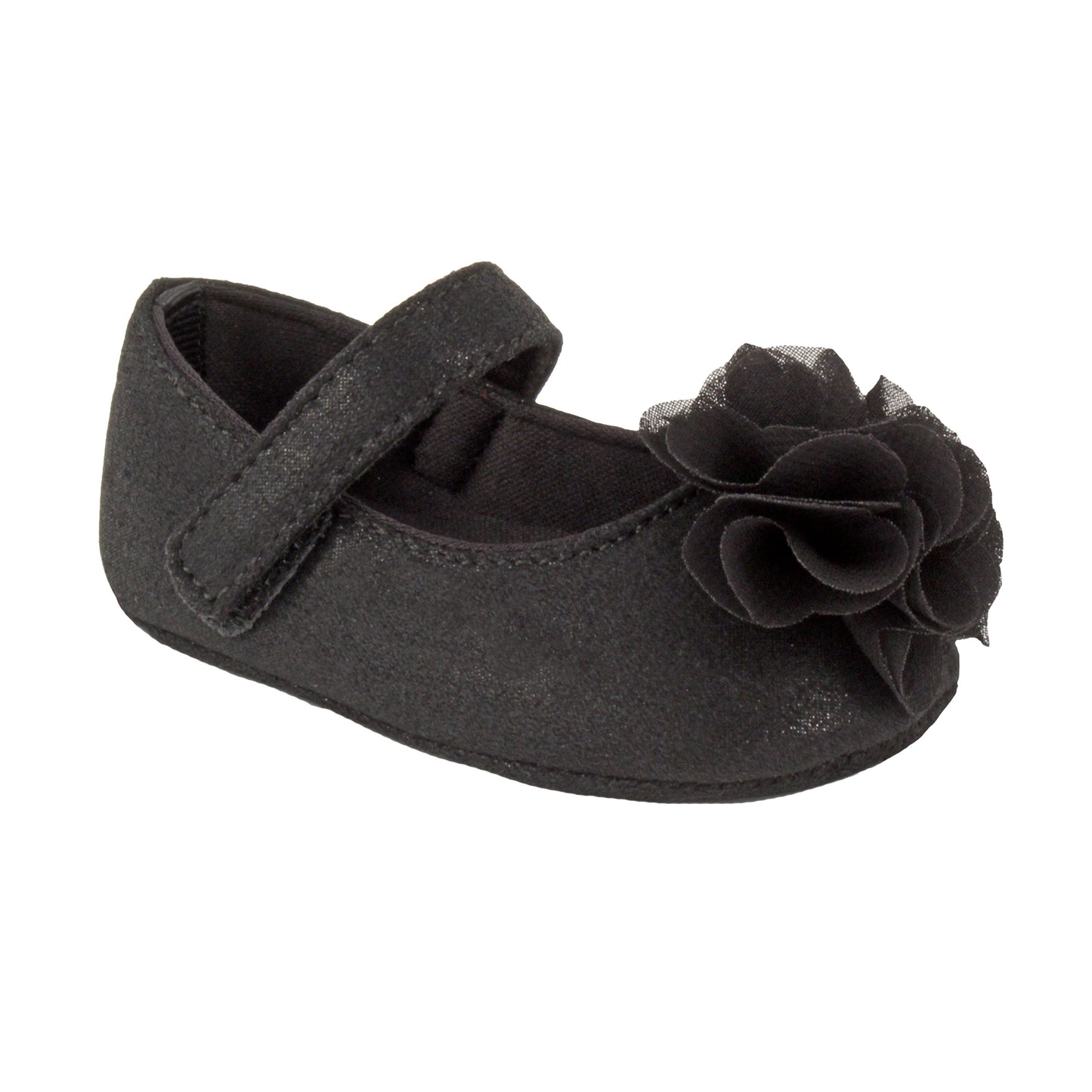 Black Shimmer Shoe with Chiffon Flower