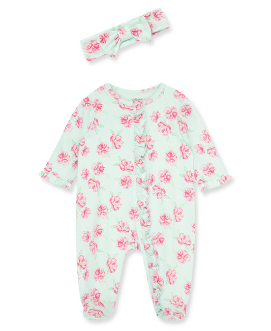 Rose Blooms Footie and Hat Set